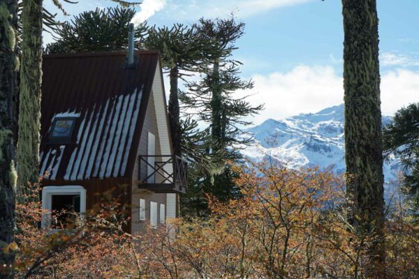 cabaña en el parque nacional conguillío en invierno